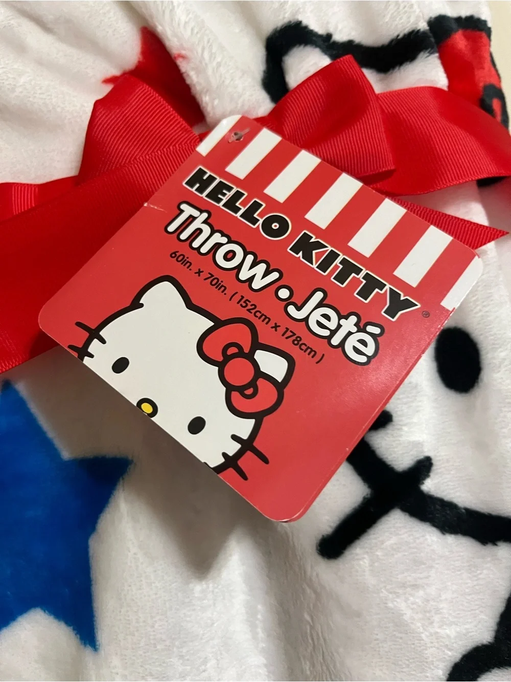 Hello Kitty White Red and Blue Stars Throw Blanket